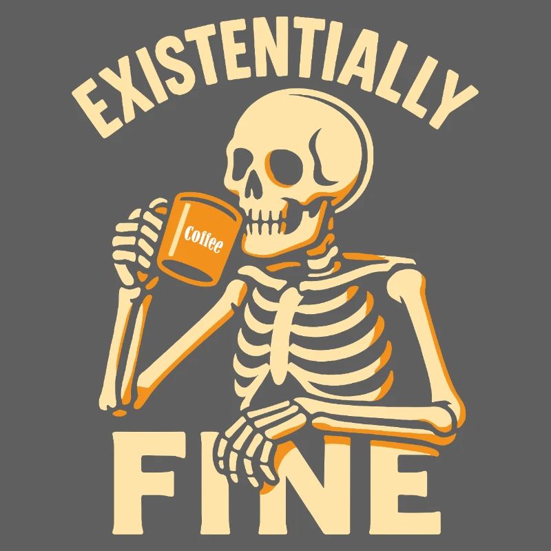 Existentially Fine Funny Coffee Skeleton Shirt