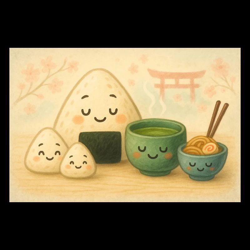 Boules de riz Kawaii avec torii de thé