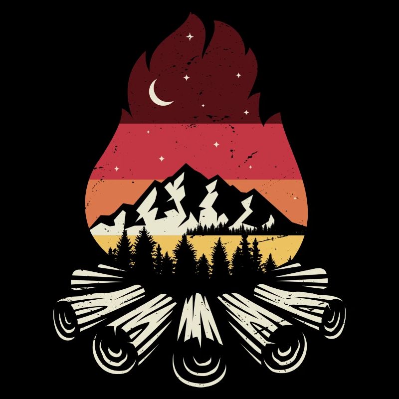 Campfire Sunset Pines