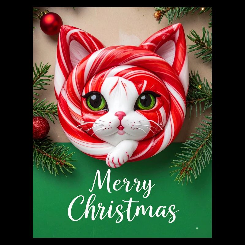 Chat de Noël Candy Cane Look