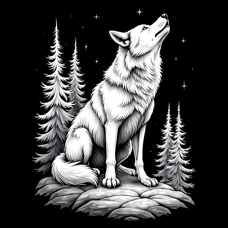Wolf Drawing Sketch Illustration Black White