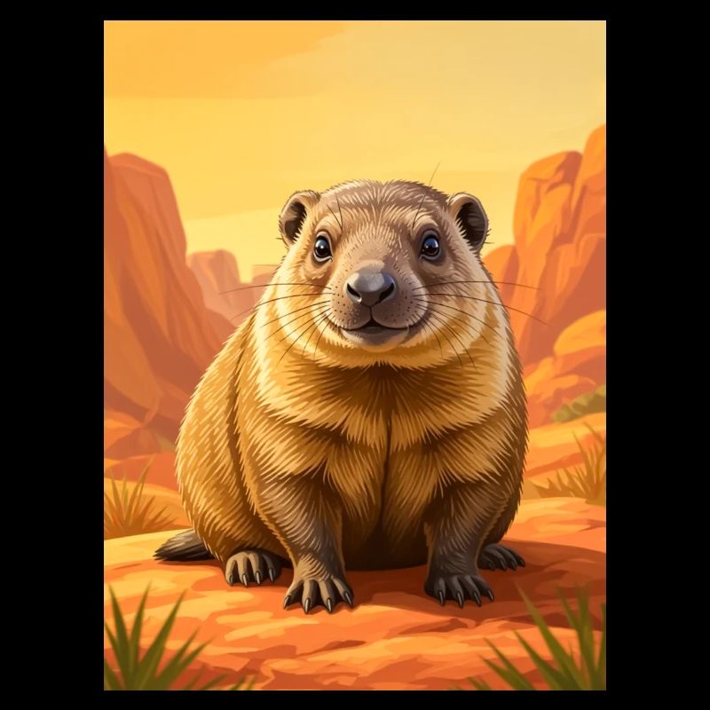 Realistic cute Comic Rock Hyrax