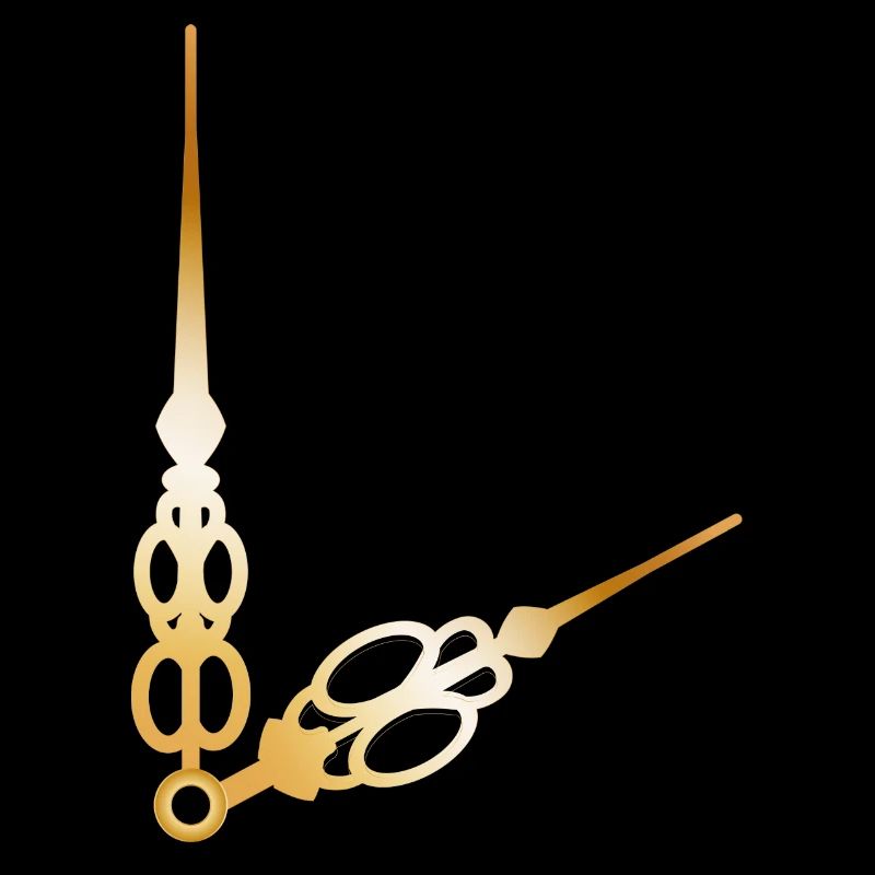 golden big and small clock hands