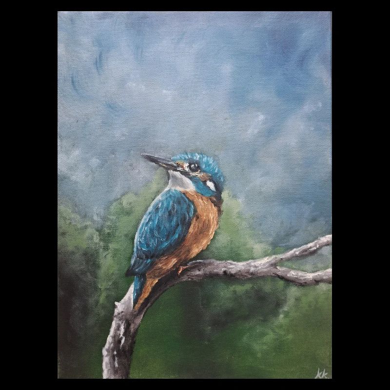Lebendiger Eisvogel auf Ast Kunstwerk