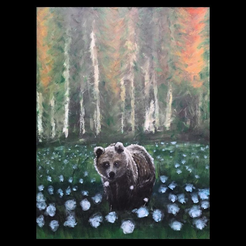 Ours dans la scène de forêt enneigée