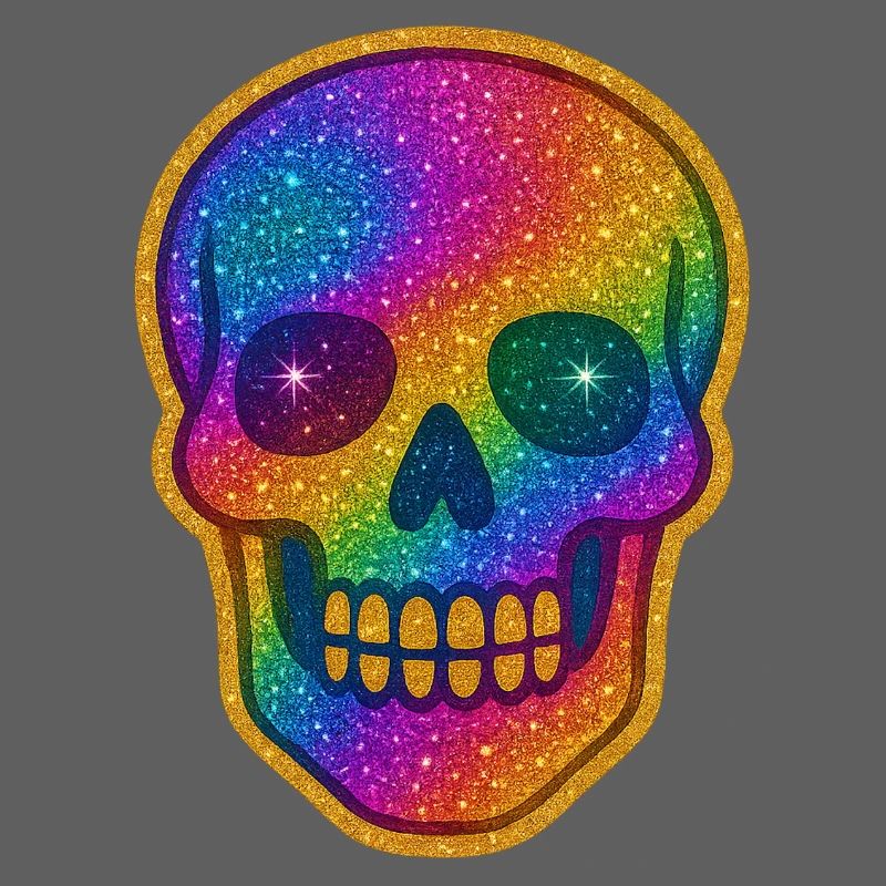 Rainbow Glitter Skull