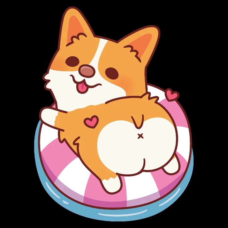 Süßer Corgi entspannt im Pool-Float-Sommer