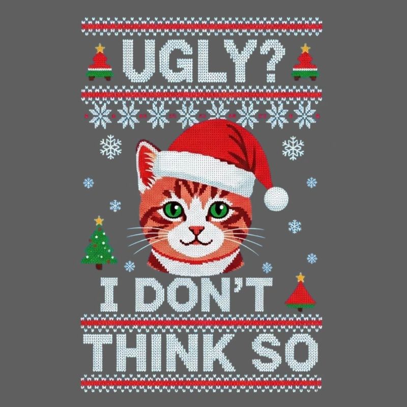 Chat de Noël – Pull de Noël moche