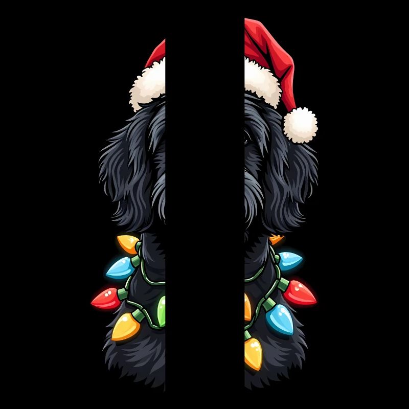 Labradoodle Christmas with Hat