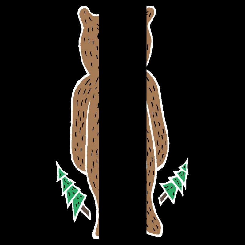 Ours drôle et mignon dans la forêt (bordure blanche)