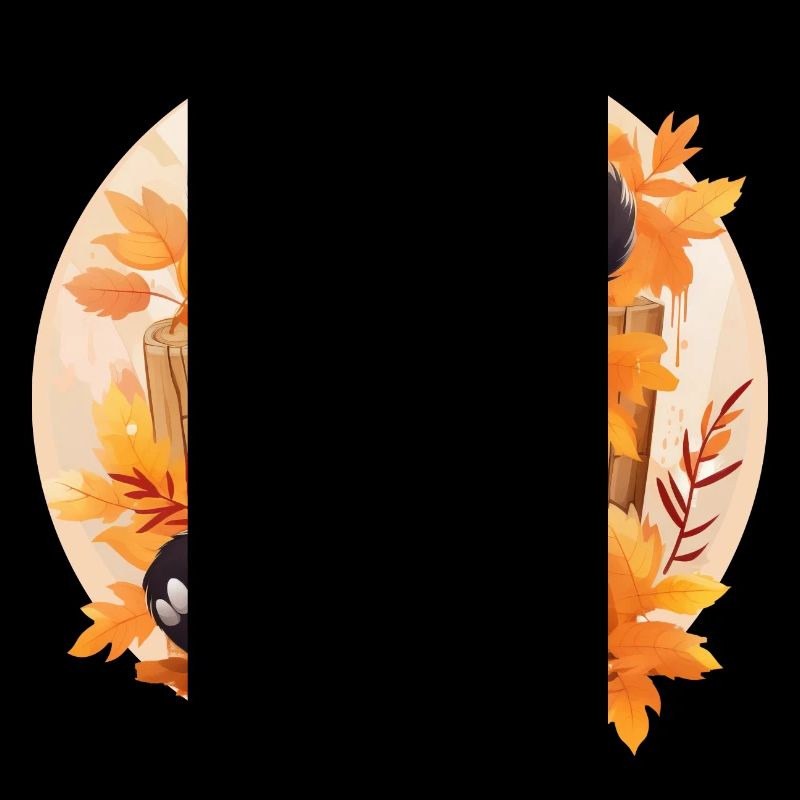 Panda Feuillage Automne Coloré Feuilles Coucher de Soleil Design