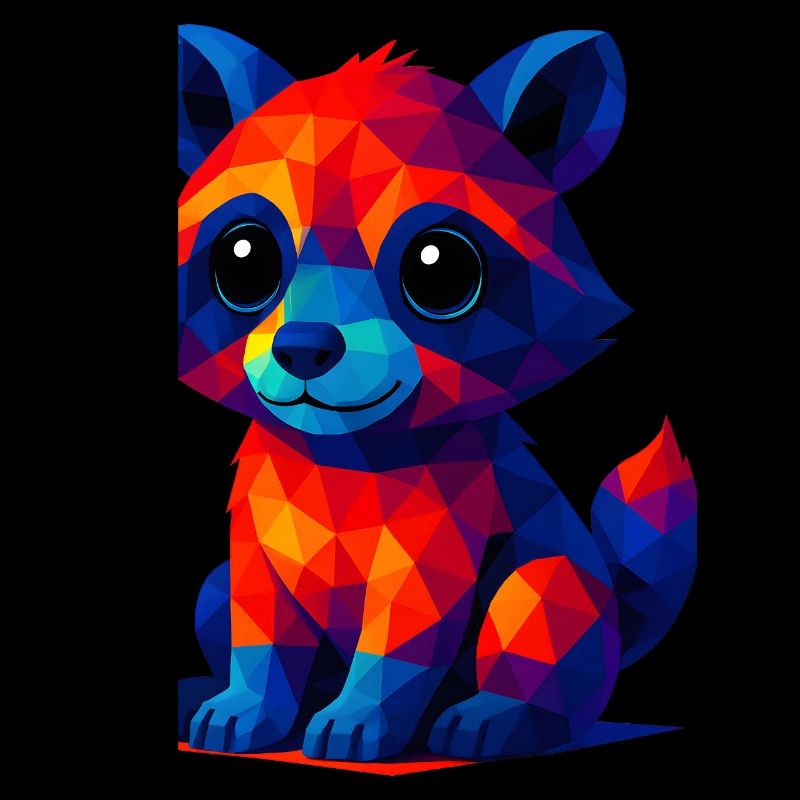 WPAP Polygone Kawaii Style Animaux Bébé Raton laveur