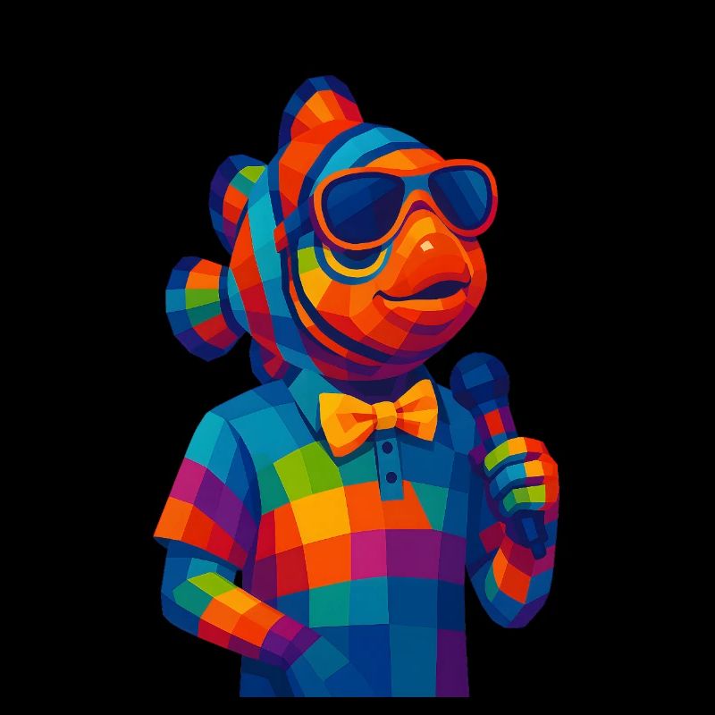 WPAP Polygon Style Animals - Poisson-clown avec nœud papillon