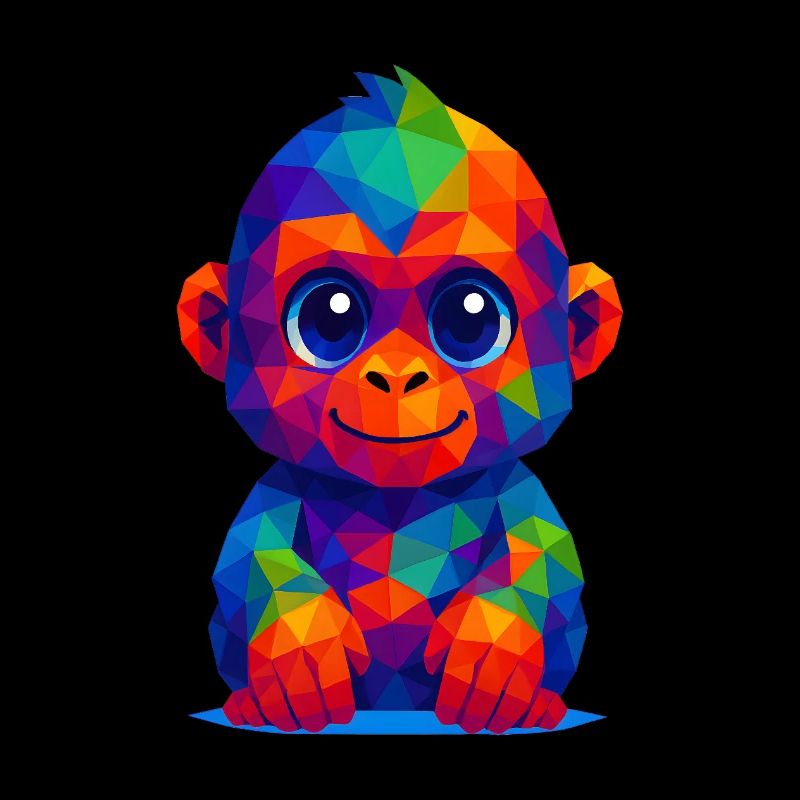 WPAP Polygon Kawaii Style Animaux Bébé Gorille 2