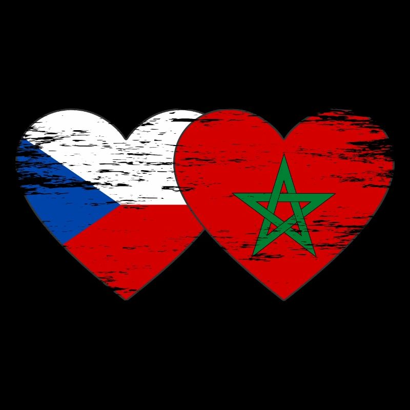 République Tchèque Maroc Drapeau Coeur utilisé