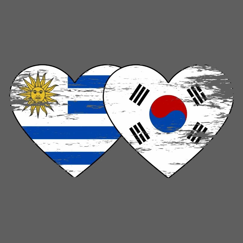 Uruguay Corée du Sud Drapeau Coeur Utilisé
