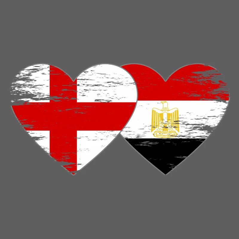 Angleterre Egypte Drapeau Mains Coeur Forme Utilisé