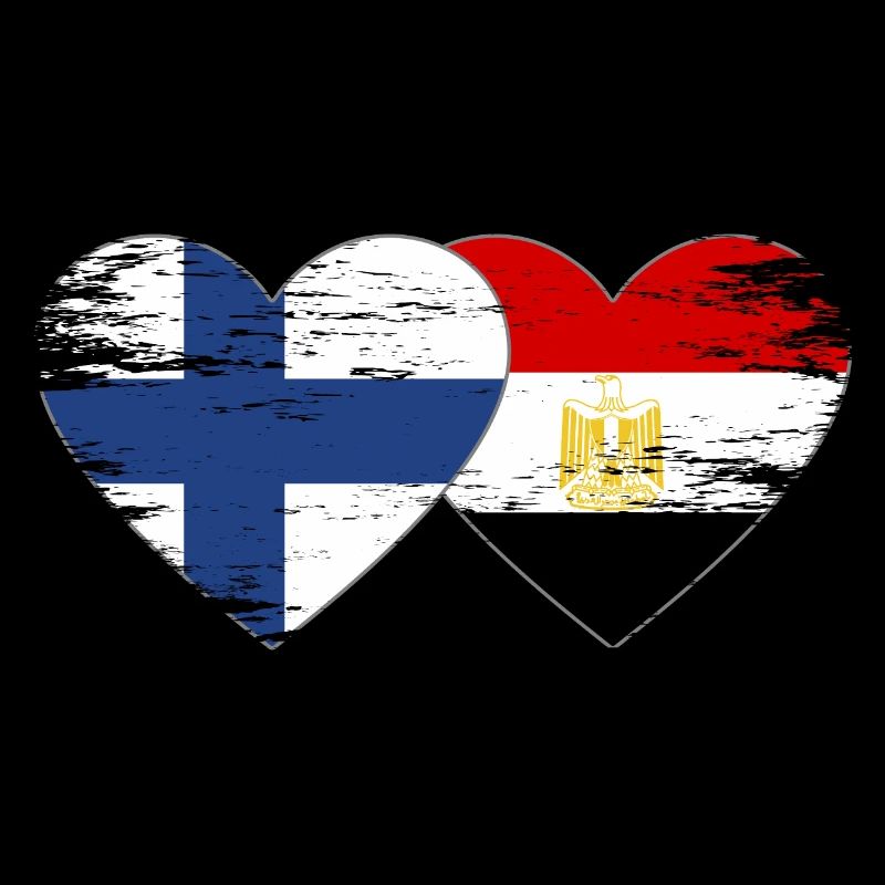 Finland Egypt Flag Hands Heart Shape Used