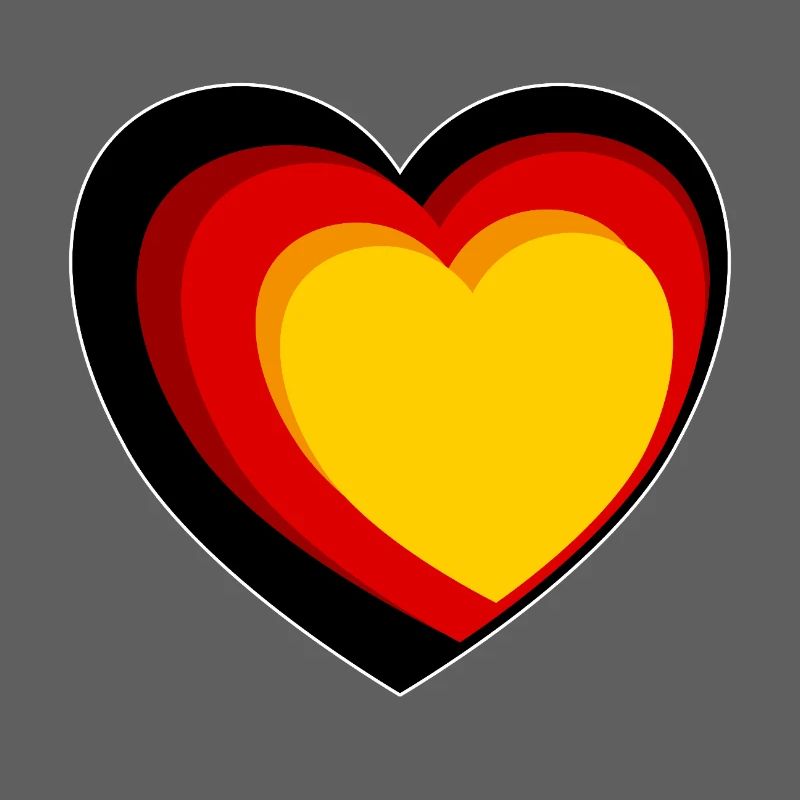 3D-Herz in Schwarz-Rot-Gold