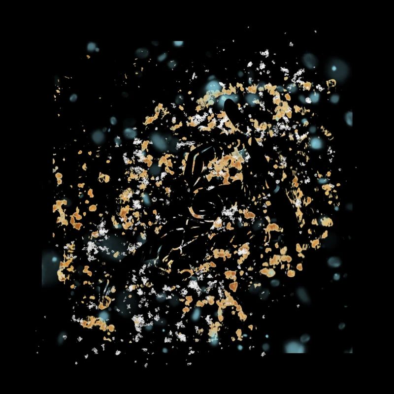 Blue-gold splashed snowboard