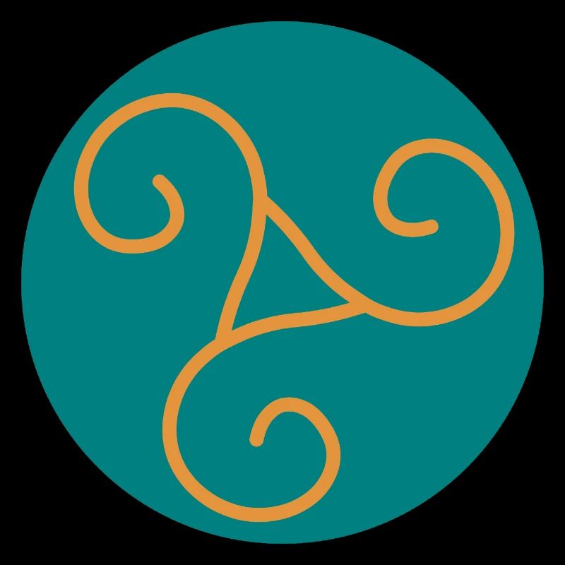 Decorative triskel in orange scrolls