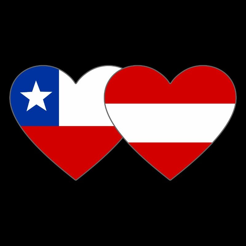 Chile Austria Flags Heart