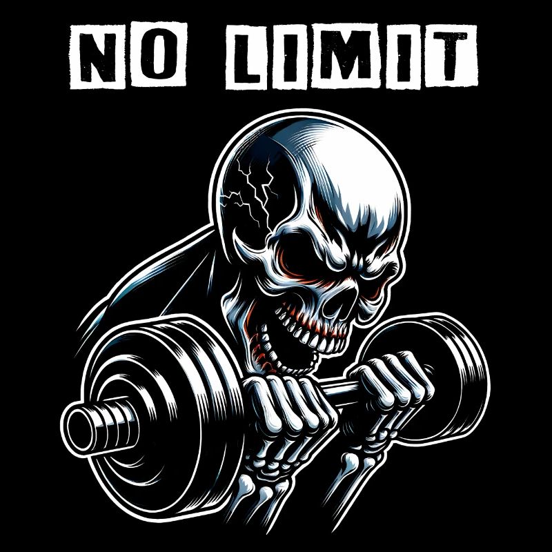 Crâne de musculation No Limit Workout avec haltère