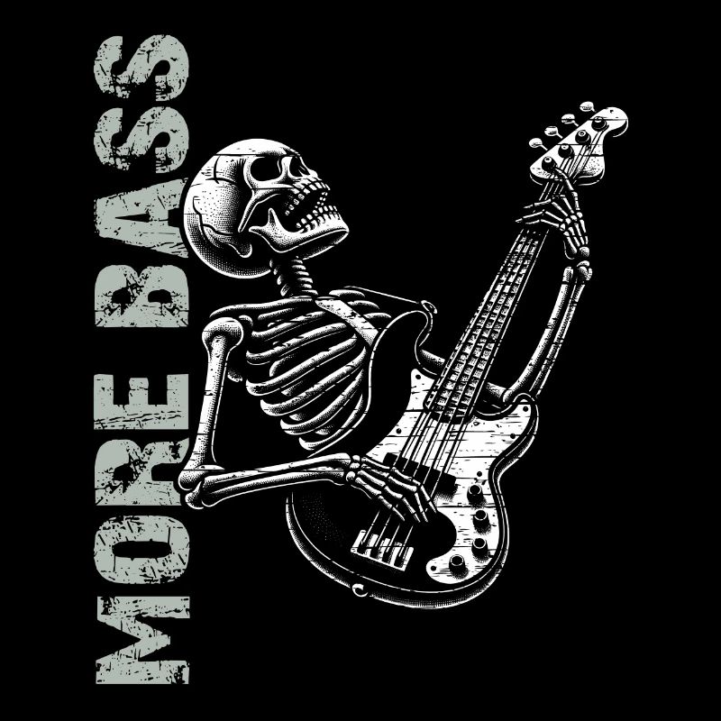 Crâne de squelette avec guitare basse et basse Saying More