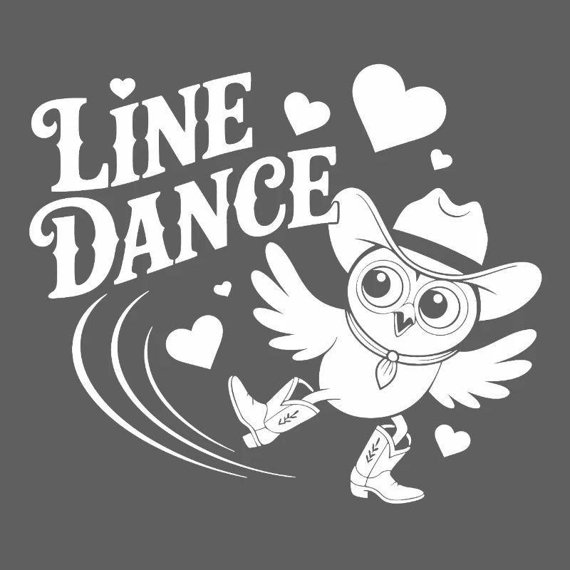 Line Dance Eule lustige Eule mit Stetson und Boots