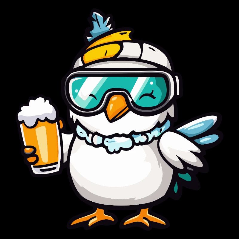 Taube Vogel Apres Ski Bier Comic