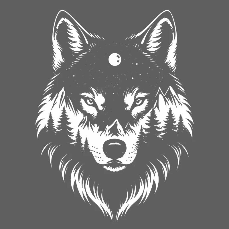 Black Wolf Wolf Portrait. Wolf design