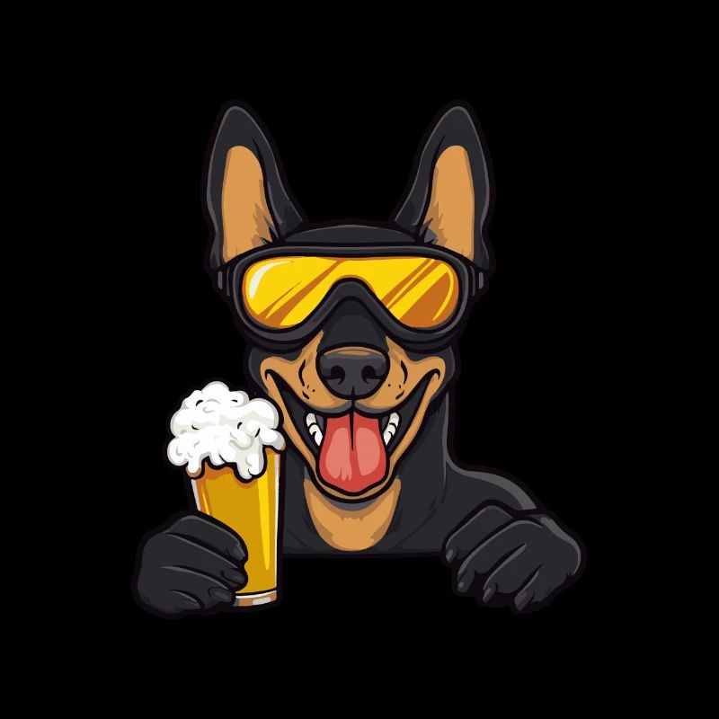 Doberman Dog Après Ski Beer Comic