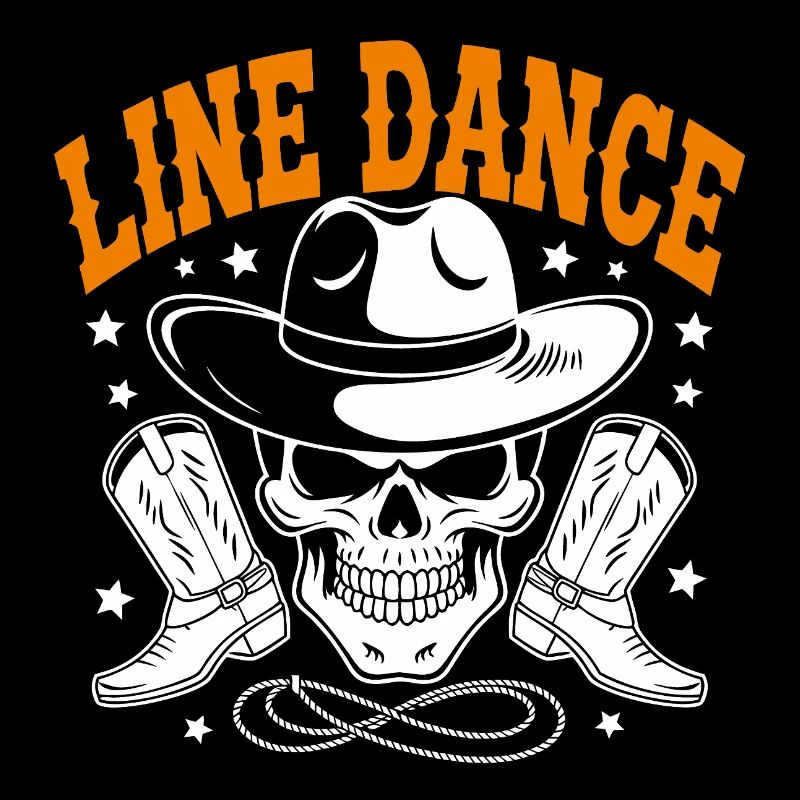 Line Dance Skull mit Stetson und Boots und Lasso