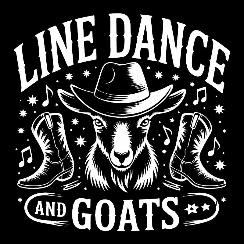 Goats and Line Dance Funny Goat with Stetson