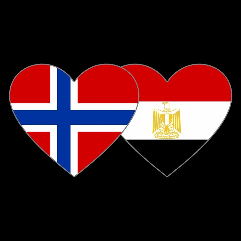 Norway Egypt Flag Hands Heart Shape