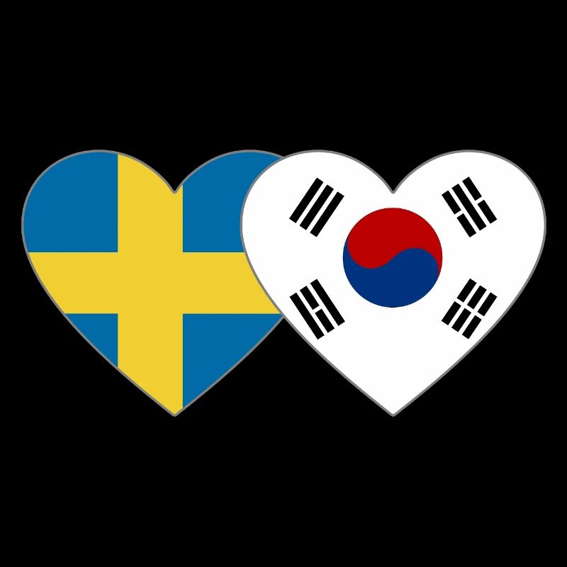 Suède Corée du Sud Drapeau Coeur