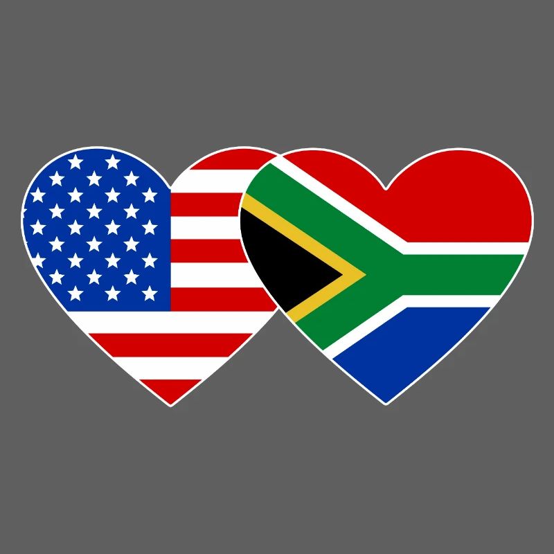 États-Unis, Afrique du Sud, drapeau, forme de coeur