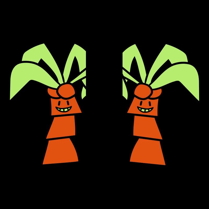 2 Funny Cute Palm Trees Greeting Comic Face Team
