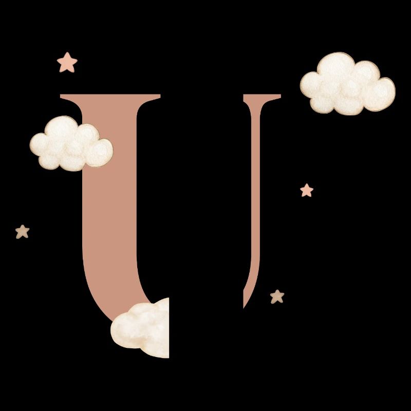 Letter u clouds stars