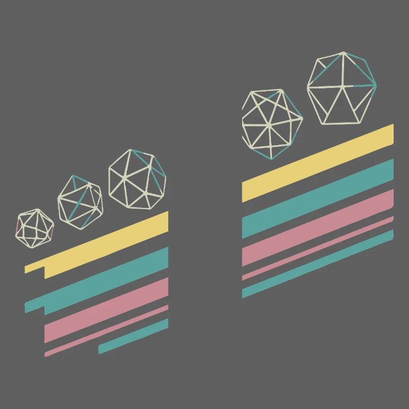 Retro Minimalist Polyhedral Dice Set Tabletop RPG