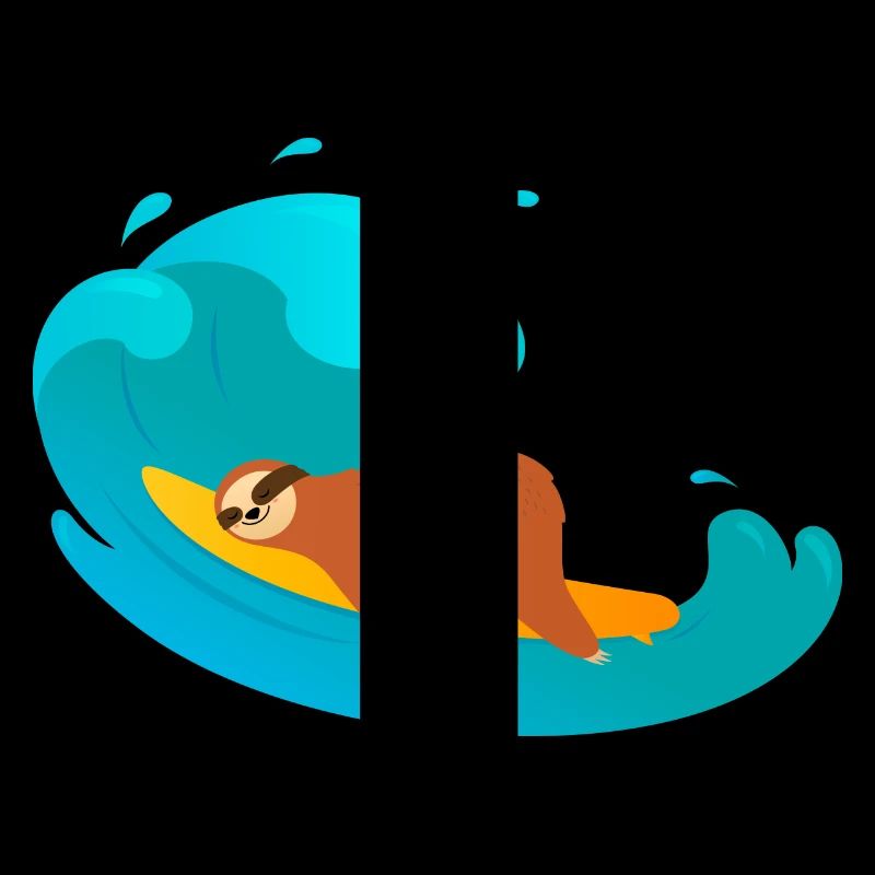 Lazy Sloth Surfing On Big Wave