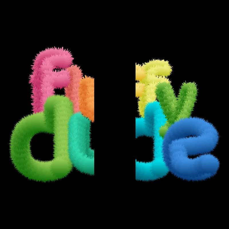 Fluffy Dude – Bunte 3D-Typografie mit plüschigem C