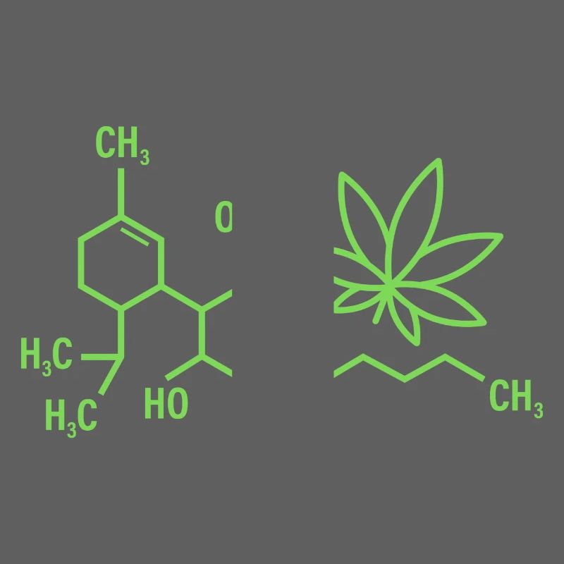 THC Formula with Cannabis Leaf