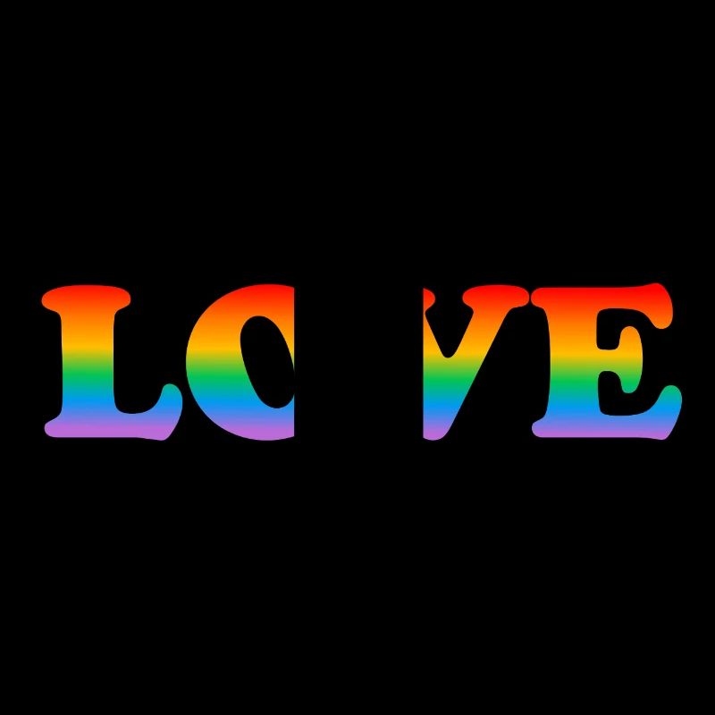 Rainbow text LOVE LGBT Pride Month