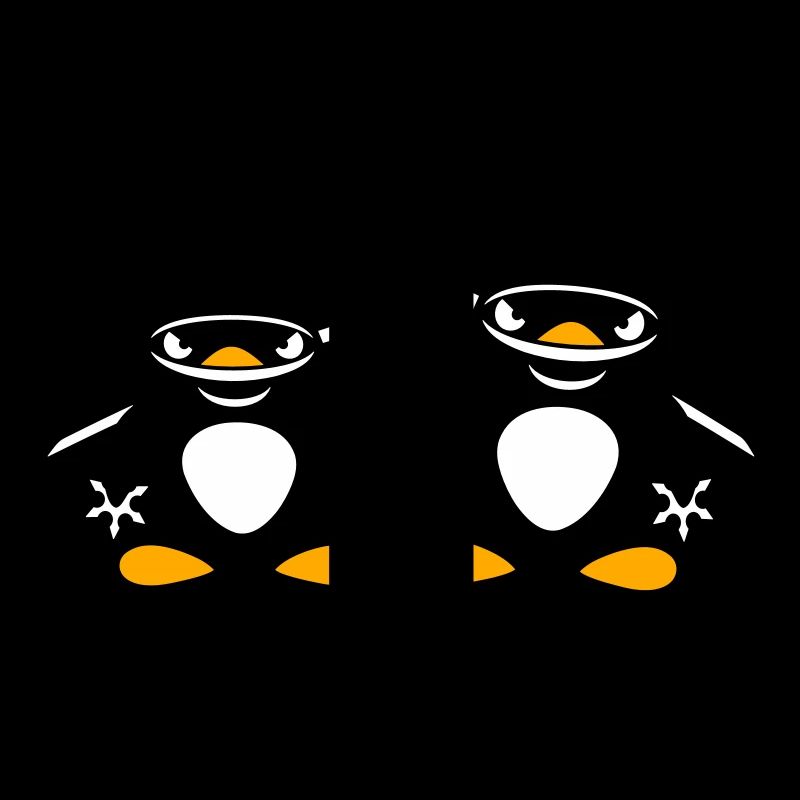 2 Penguins Ninja Samurai Japanese Katana Team Duo