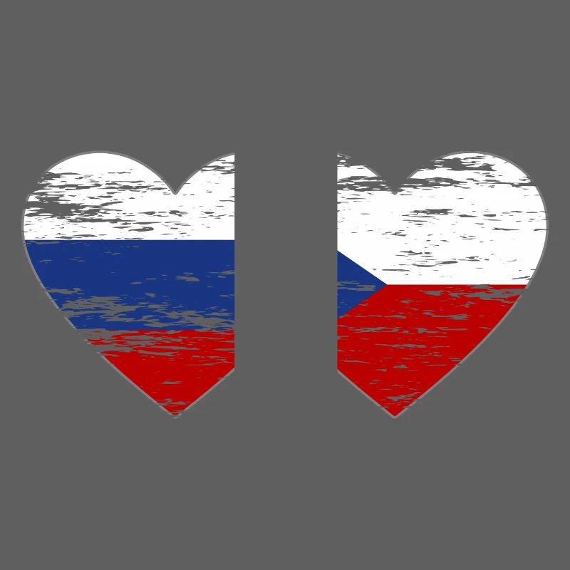 Russie République tchèque Drapeau coeur Drapeau utilisé