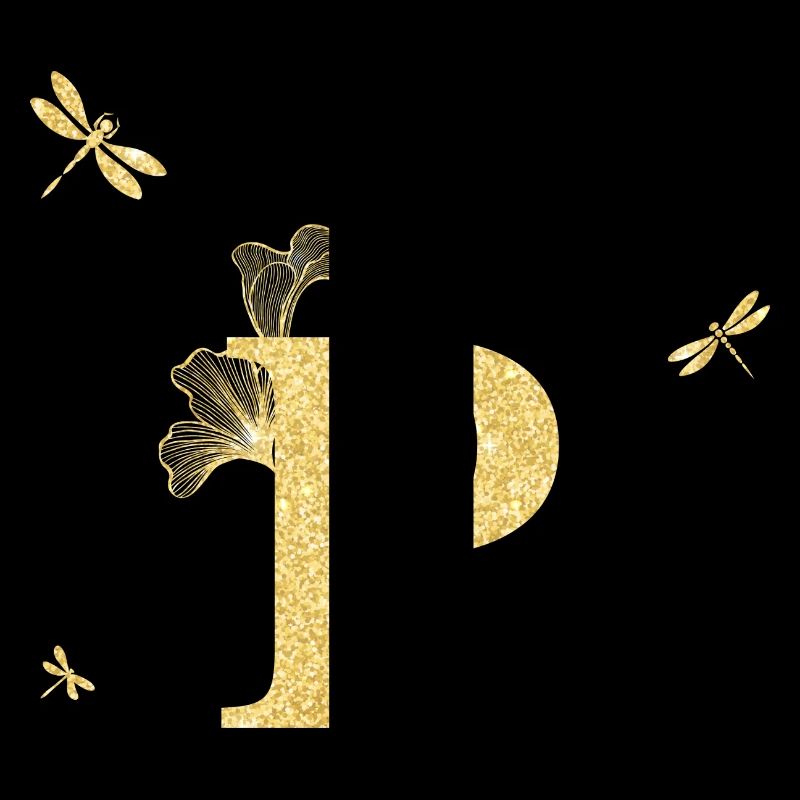 Buchstabe p Gold Glitzer Libelle - Geschenkidee