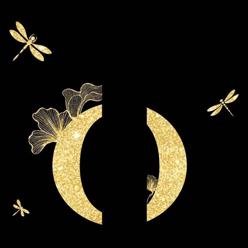 Buchstabe o Goldene Glitzerlibelle - Geschenkidee