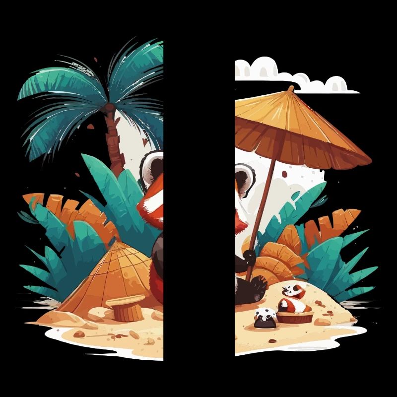 Panda roux sur une île