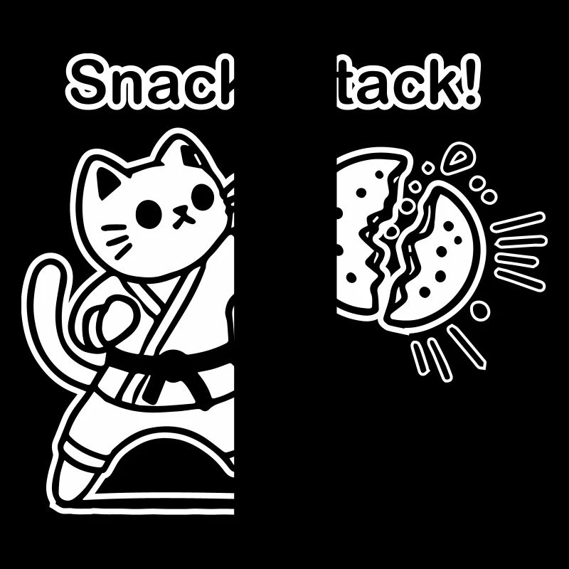 Karaté Chat frappant un biscuit - Snack Attack Design